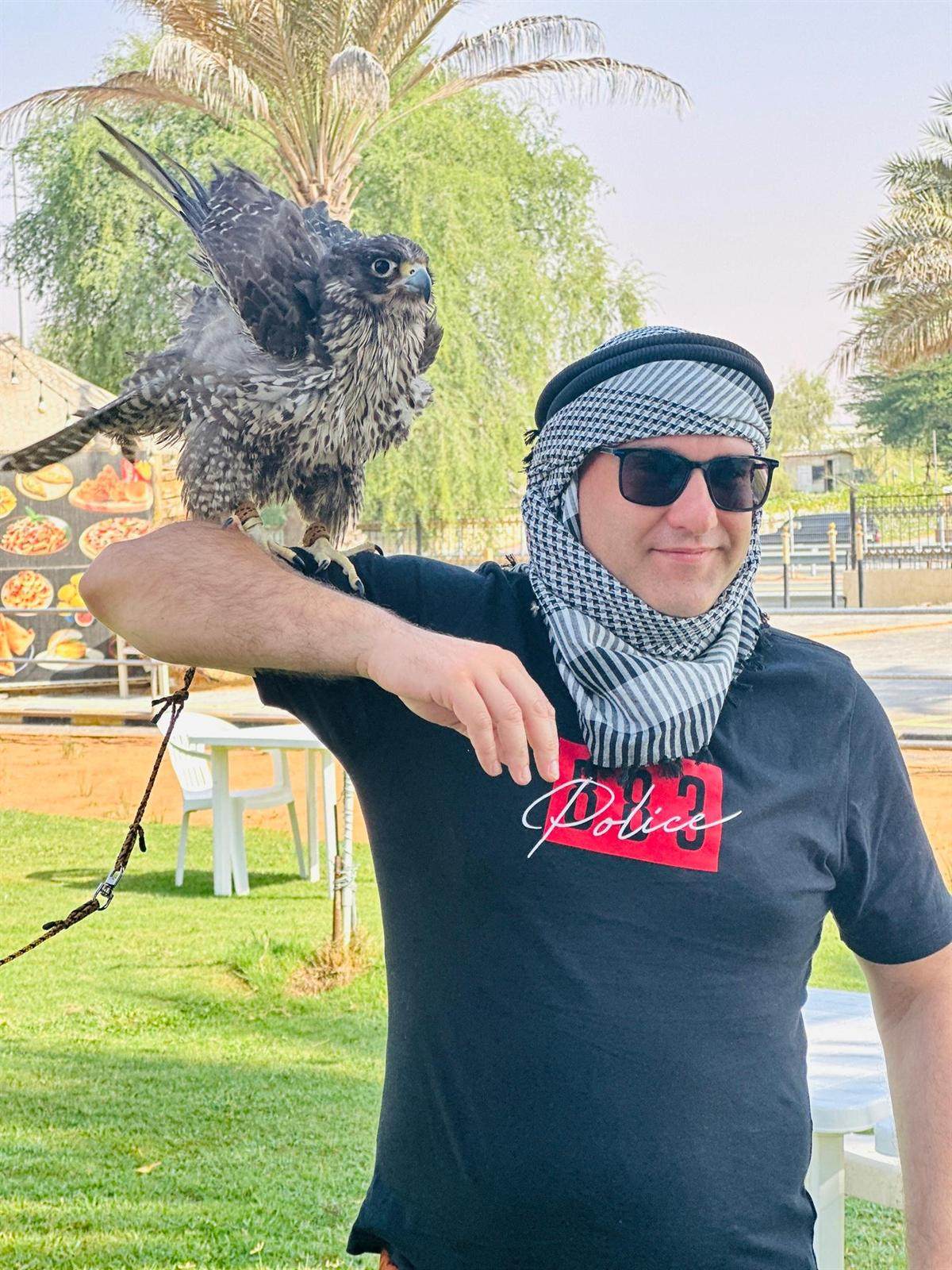 Falcon experience in Dubai desert safari