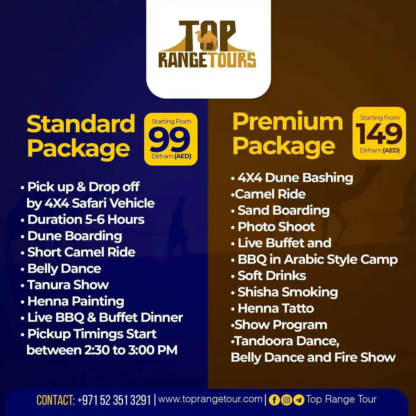 Standard and premium desert safari package poster